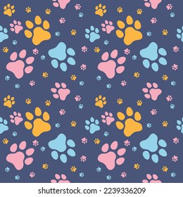 Paw seamless pattern vector doodle abstract animal footprint background for fabric, texture and wallpaper illustration for digital and print materials.