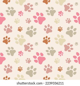 Paw seamless pattern vector doodle abstract animal footprint background for fabric, texture and wallpaper illustration for digital and print materials.