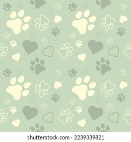 Paw seamless pattern vector doodle abstract dog and cat animal footprint background for fabric, texture and wallpaper illustration