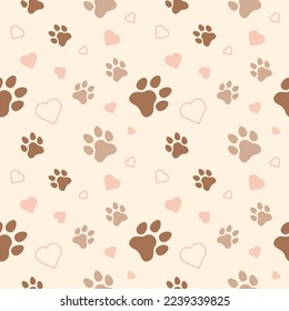 Paw seamless pattern vector doodle abstract dog and cat animal footprint background for fabric, texture and wallpaper illustration