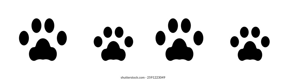 Paw set. Dog and cat paws vector set. Paw set icon.