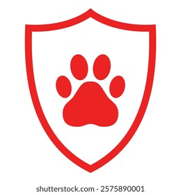 Paw and shield on white