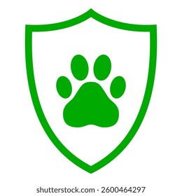Paw and shield on white
