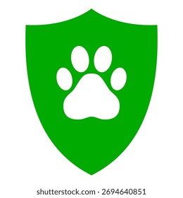 Paw and shield on white