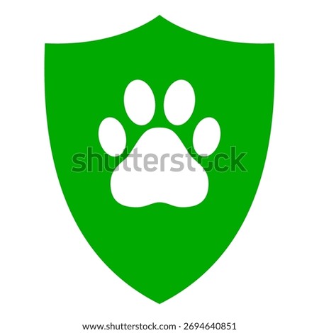 Paw and shield on white