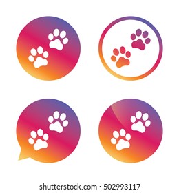 Paw sign icon. Dog pets steps symbol.