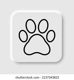 Paw simple icon. Flat desing. Neumorphism design.ai