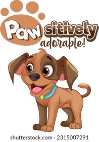 Paw sitively Adorable Cute Puppy Cartoon illustration