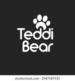 Paw symbol with teddy bear text