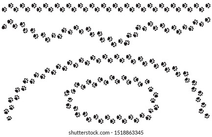 Paw trail print icon. Black cat or dog footprint tracking symbol.