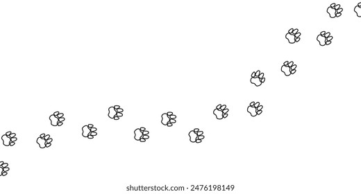Paw trail print . Pet footprint outline . Vector simple line illustration