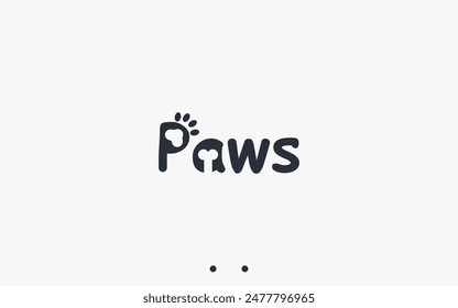 paw typography logo design vector silhouette illustration