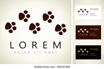 Paw vector design with business card template editable.