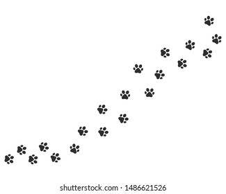 Paw vectorial de la huella de pie del gato. Perro de garra, cachorro, gata vectorial, animal, aislado en fondo blanco