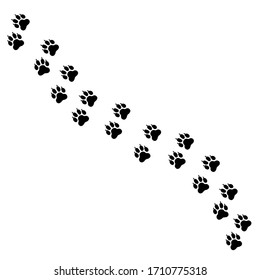 Paw vector foot trail print of cat. Dog, puppy silhouette icon, logo isolated on white background