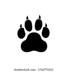 Paw Vector Foot Trail Print Of Cat. Dog, Puppy Silhouette Icon, Logo Isolated On White Background