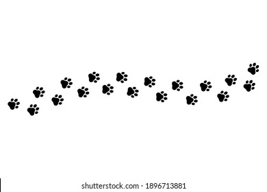 Paw vector foot trail print on white background.vector cat or Dog, path pattern animal tracks, isolated on white background