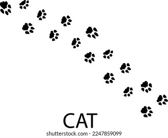 Paw Vektorfussspur Druck der Katze. Tierfußdruck auf weißem Hintergrund 