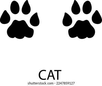 Paw vectorial de la huella del pie del gato. huella animal en el fondo blanco... eps