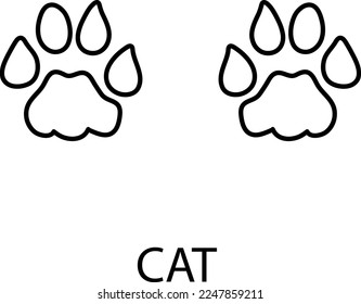 Paw vector foot trail print of cat. animal foot print on white background.