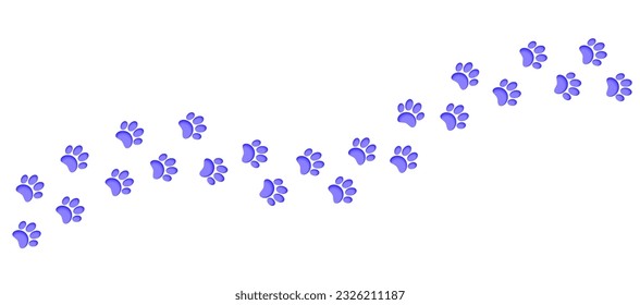 Paw vector foot trail print of cat. Dog, puppy silhouette. Modern art design. Cartoon vector illustration