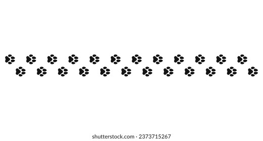 Paw vector foot trail print. Cat and dog tracks silhouette. Footprints of Cat and Dog turn right and left.
