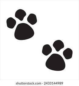 Paw vector foot trail print of cat. Dog, puppy silhouette animal diagonal tracks for t-shirts, backgrounds, patterns, websites, showcases design, greeting cards, child prints and etc. Editable vector