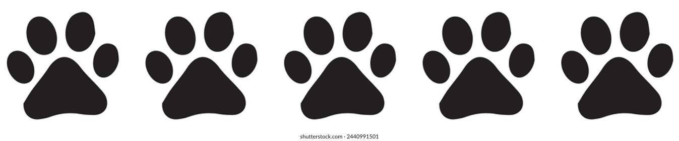 Paw vector foot trail print of cat. Dog, pattern animal tracks isolated on white background, backgrounds, vector icon Illustration