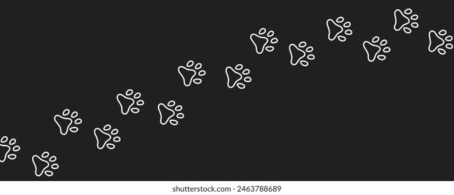 Paw vector foot trail print of cat. Vector