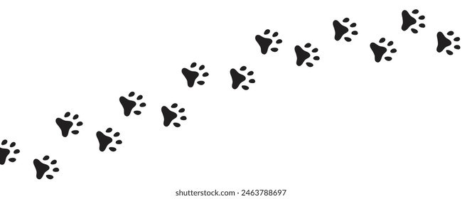 Paw vector foot trail print of cat. Vector