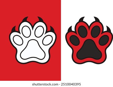 Paw vector foot trail print of cat. Dog, puppy silhouette animal diagonal tracks for t-shirts, backgrounds, patterns, websites, showcases design, greeting cards, child prints and etc.