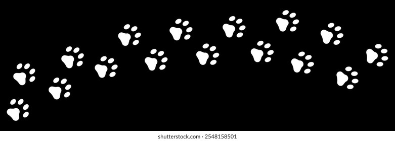 Paw vector foot trail print. Pattern animal tracks isolated on white background, backgrounds, vector icon Illustration