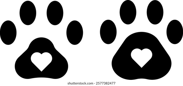 Paw vector foot trail print. Animal tracks isolated on black background, backgrounds, vector icon Illustration