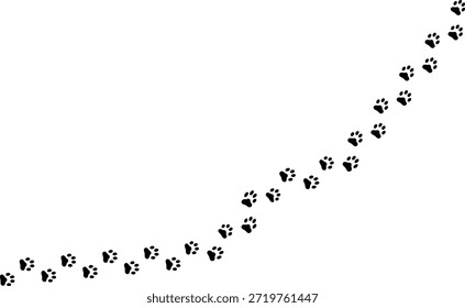 Paw vetor pé trilha impressão de gato. Cão, filhote de cachorro silhueta animal diagonal faixas para t-shirts, fundos, padrões, impressão de pata de cachorro
