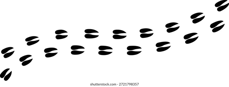 Pfote Vektor Fuß Trail Print. Hund, Katze, Bär, Wolf, Huhn, Kuh, Krokodil, Esel, Ente, Elefant und andere Silhouette Tier. Pfotendruckpfad auf transparentem Hintergrund. Vektorgrafik 