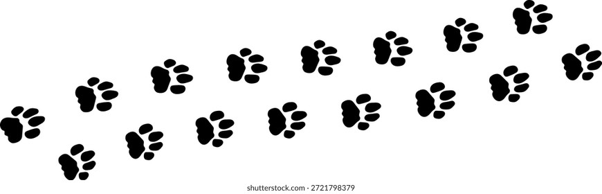 Estampado de rastro de pie de Vector de pata. Perro, gato, oso, lobo, pollo, vaca, cocodrilo, burro, pato, elefante y otros animales de la silueta. Rastro de la impresión de la pata en fondo transparente. Ilustración vectorial 