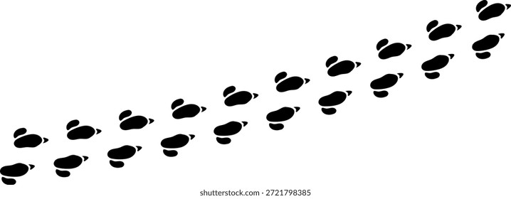 Impressão de rastro de pé de vetor de pata. Cão, gato, urso, lobo, galinha, vaca, crocodilo, burro, pato, elefante e outro animal de silhueta. Paw imprimir trilha em fundo transparente. Ilustração vetorial 