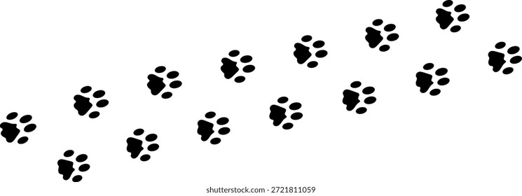 Impresión del rastro del pie del Vector de la pata del perro del gato y del otro. Patrón de Pistas de animales aislados sobre fondo blanco. Silueta negra de una impresión de la pata, ilustración aislada del icono del Vector.