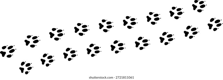 Impresión del rastro del pie del Vector de la pata del perro del gato y del otro. Patrón de Pistas de animales aislados sobre fondo blanco. Silueta negra de una impresión de la pata, ilustración aislada del icono del Vector.