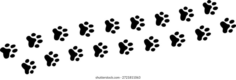 Impresión del rastro del pie del Vector de la pata del perro del gato y del otro. Patrón de Pistas de animales aislados sobre fondo blanco. Silueta negra de una impresión de la pata, ilustración aislada del icono del Vector.