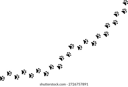 Paw vetor pé trilha impressão de gato. Cão, filhote de cachorro silhueta animal diagonal faixas para t-shirts, fundos, padrões, impressão de pata de cachorro