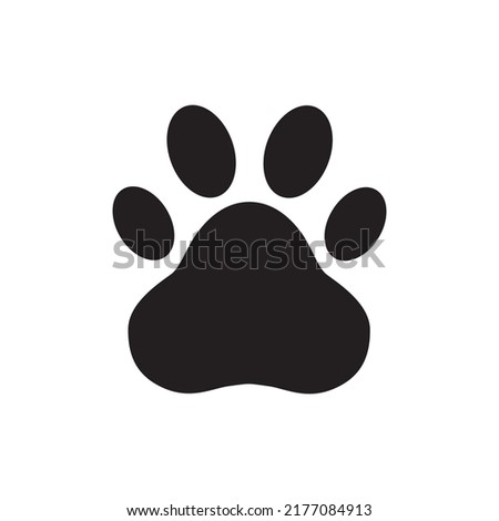 Paw vector foot trail print of cat. Dog, puppy silhouette icon, logo isolated on white background