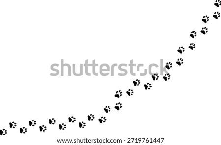 Paw vector foot trail print of cat. Dog, puppy silhouette animal diagonal tracks for t-shirts, backgrounds, patterns, dog paw print