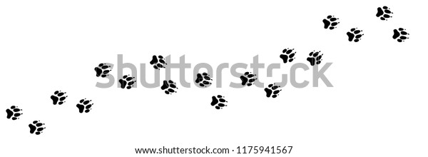 犬 狼の前足のベクター足跡 犬の子犬のシルエット動物の斜線 Tシャツ 背景 パターン ウェブサイト ショーケースデザイン グリーティングカード 子ども用プリント 筆だ のベクター画像素材 ロイヤリティフリー