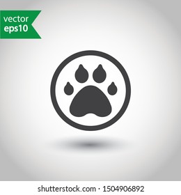 Paw vector icon. Animal paw icon. Dog and cat paw sign. Paw print symbol. Pet concept pictogram. EPS 10