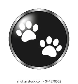 paw - vector icon; black button