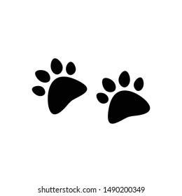 paw vector icon. Black paw print isolated on white background.