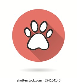 Paw vector icon. Illustration isolated for graphic and web design.