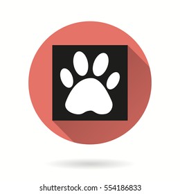 Paw vector icon. Illustration isolated for graphic and web design.