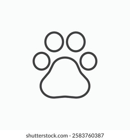 Paw vector icon isolated in black line